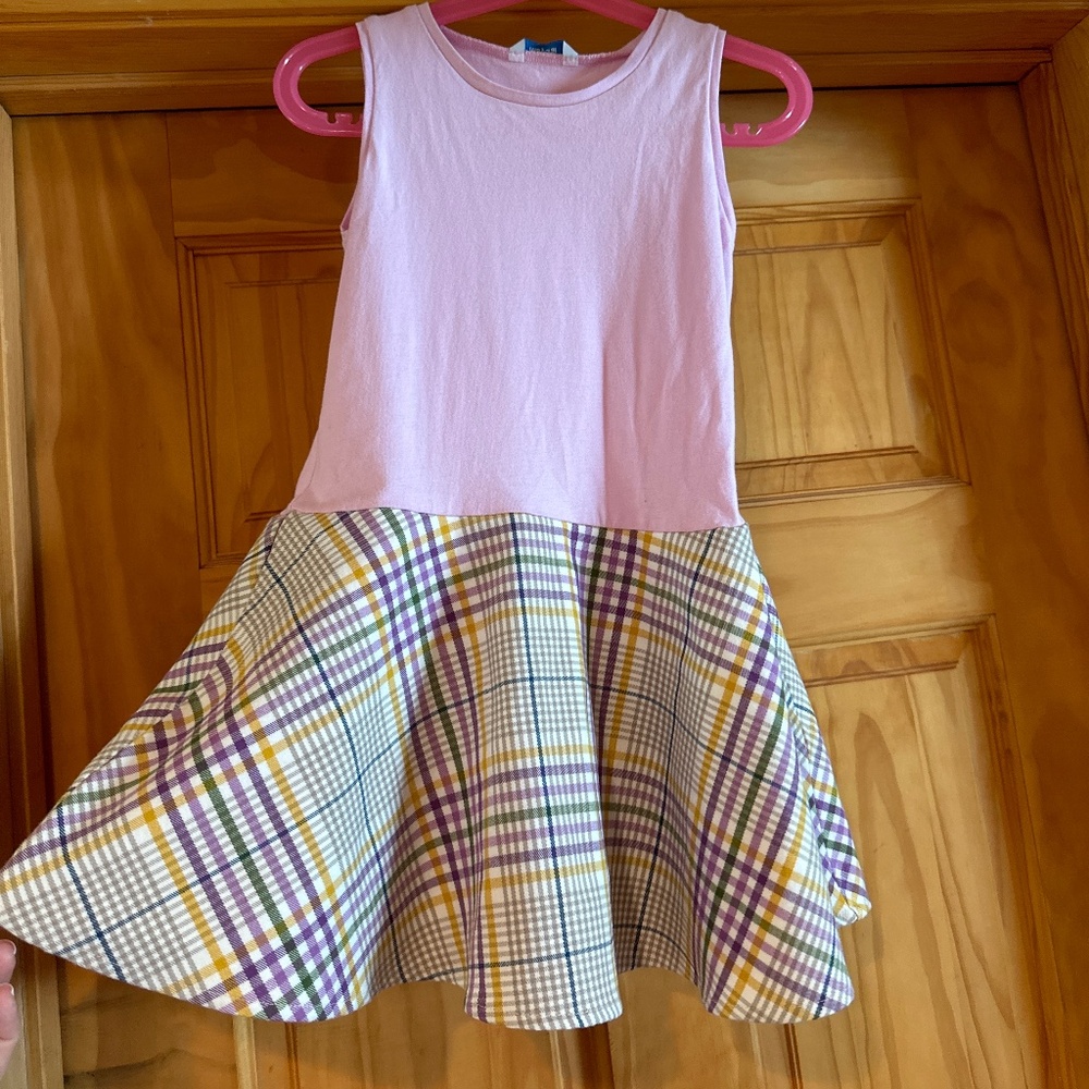 Mayoral Pink Tank Top Dress with Plaid Skirt